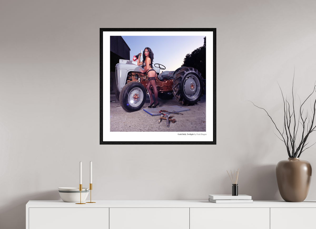 30 x 30″, Floater Frame Gold Belly Twilight